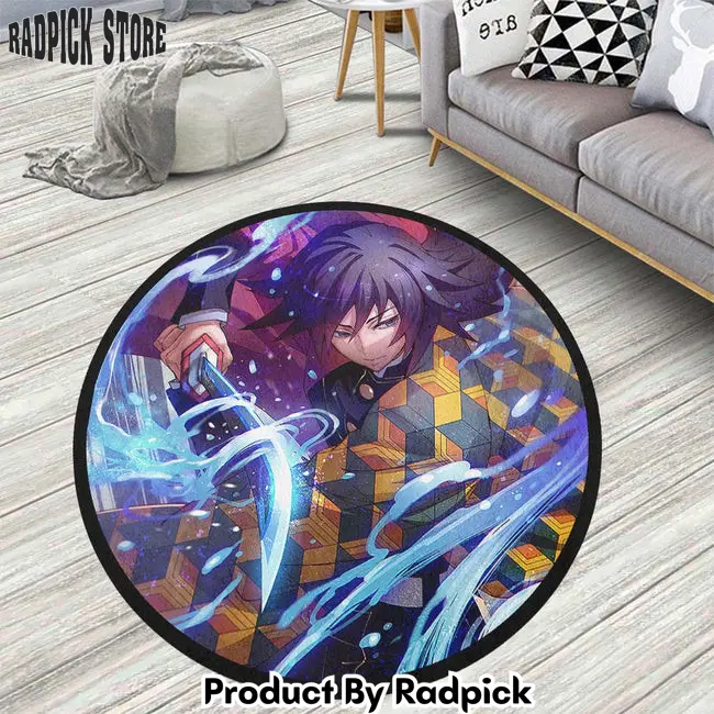 Giyuu tomioka round rug custom demon slayer anime circle carpet  rp5953222
